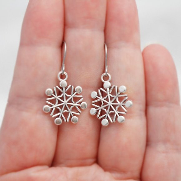 Bubble Snowflake Charm Earrings - Picture 5 of 8